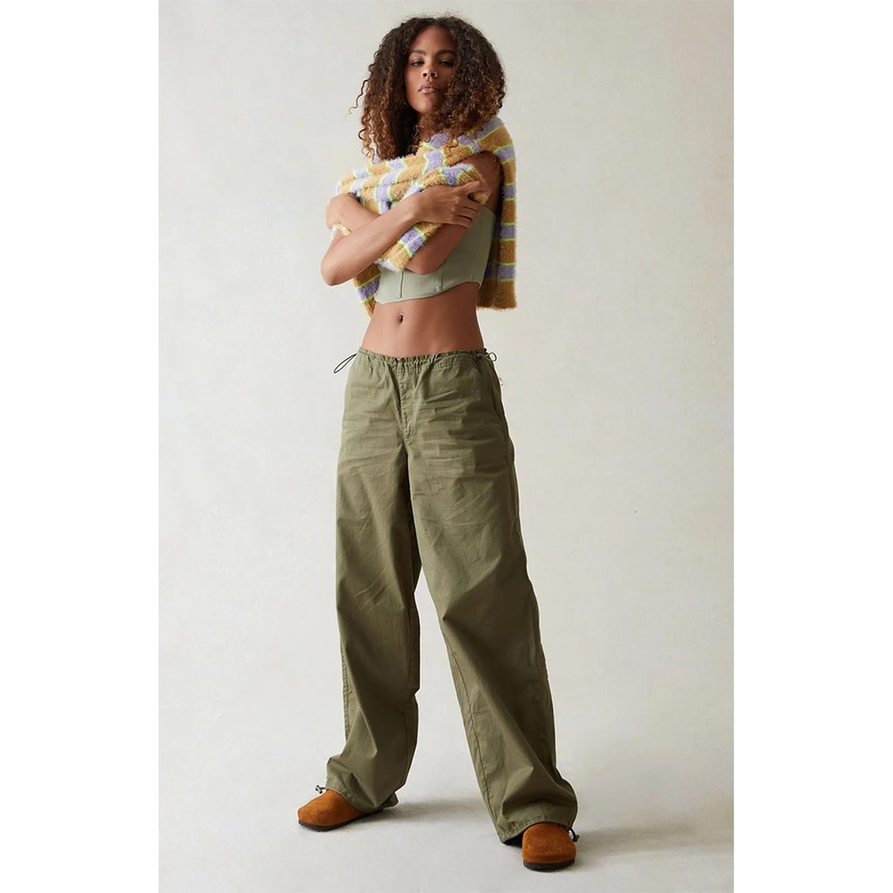 Pacsun Green Low Rise Parachute Pants Baggy Fit Olive Green Womens M